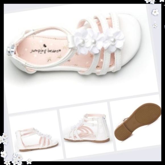 Jumping Beans Gladiator Sandals ✦ Floral Pearl Zip Dress Shoes ✦ White Toddler - Picture 4 of 7
